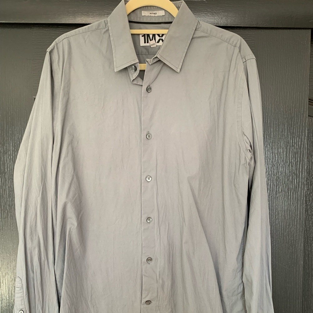 Express 1MX Limited Edition Fitted Gray Button-Up Shirt Men’s L